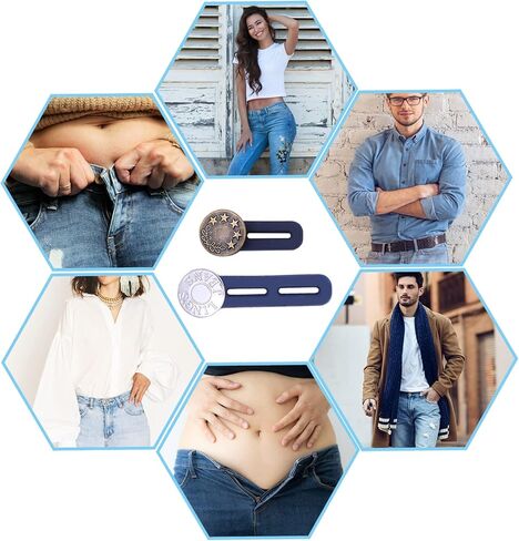 8 قطع زر تمديد الخصر مرونة إضافة 3.5 سم موسع من الفولاذ المقاوم للصدأ لبنطلون جينز جينز جينز وبنطلون وقمصان طوق in Kuwait