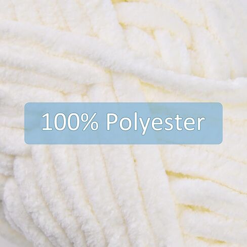 6 Pieces Plush Yarn, Soft Velvet Yarn Chenille Yarn for Crocheting Super Bulky 300g (328yds) Baby Blanket Yarn, Milk White Yarn for Knitting Sweaters, Scarves, Shawls, Cushions, DIY Crafts in Saudi Arabia