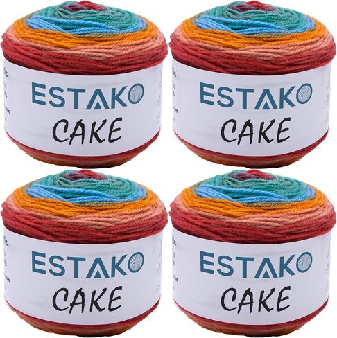 Estako Cake 100% Acrylic Multicolor Yarn, DK - Light Worsted #3 for Crochet and Knitting 3.5 Oz (100g) / 394 Yrds (360m) (Color - 323) in Kuwait