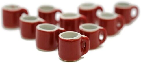 اشتري 10 كوب قهوة أحمر سهل كوب شاي مقاس 1 × 1.5 سم لبيت الدمى المصغرات الطعام المطبخ دوكورشن in Kuwait