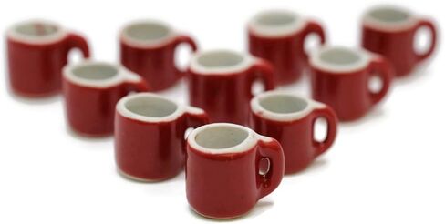 اشتري 10 كوب قهوة أحمر سهل كوب شاي مقاس 1 × 1.5 سم لبيت الدمى المصغرات الطعام المطبخ دوكورشن in Kuwait