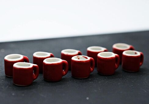 اشتري 10 كوب قهوة أحمر سهل كوب شاي مقاس 1 × 1.5 سم لبيت الدمى المصغرات الطعام المطبخ دوكورشن in Kuwait