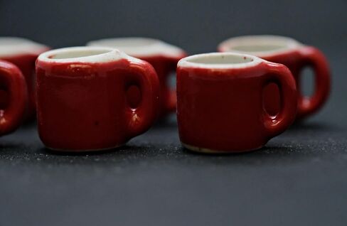 اشتري 10 كوب قهوة أحمر سهل كوب شاي مقاس 1 × 1.5 سم لبيت الدمى المصغرات الطعام المطبخ دوكورشن in Kuwait