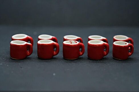 اشتري 10 كوب قهوة أحمر سهل كوب شاي مقاس 1 × 1.5 سم لبيت الدمى المصغرات الطعام المطبخ دوكورشن in Kuwait