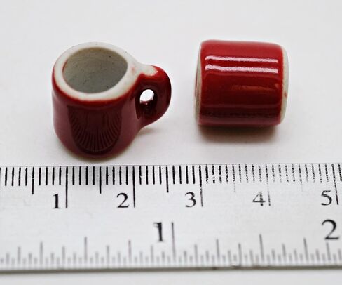 اشتري 10 كوب قهوة أحمر سهل كوب شاي مقاس 1 × 1.5 سم لبيت الدمى المصغرات الطعام المطبخ دوكورشن in Kuwait