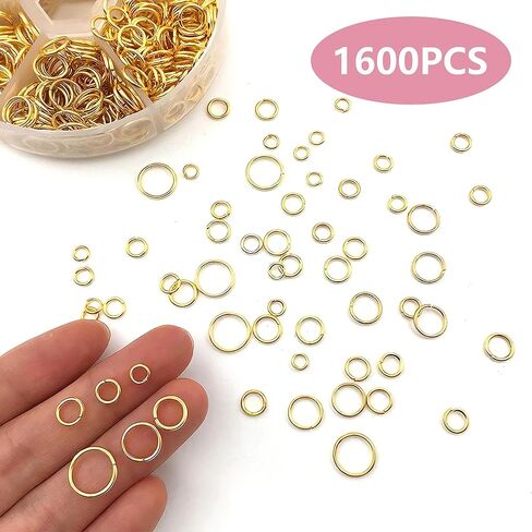 YAKA 1600Pcs 6 Different Sizes Open Jump Rings,5mm 6mm 7mm 8mm 9mm 10mm Ring Jewelry Keychain for Jewelry Making Accessories,1Pcs Jump Ring Open/Close Tool and 1Pcs Clear Box (Red Copper) in Kuwait