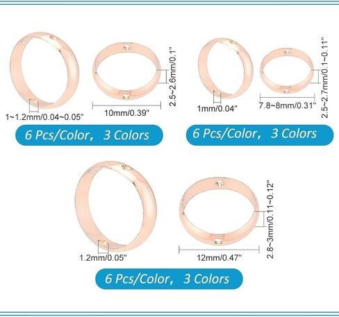 PH PandaHall 28pcs 14K Gold Round Bead Frame, 7 Sizes Brass Circle Frame Connectors 6 7 8 9 10 11 12mm Golden Loose Beads Two Hole Frame Spacer Beads for Beading Earring Bracelet Necklace Making in Saudi Arabia
