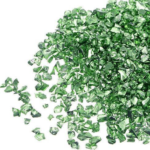 uxcell 20g Crushed Glass Chips, 2-4mm Irregular Metallic Chunky Glitter Glass for Craft DIY Jewelry Vase Filler Epoxy Resin Decoration Lawn Green in Saudi Arabia