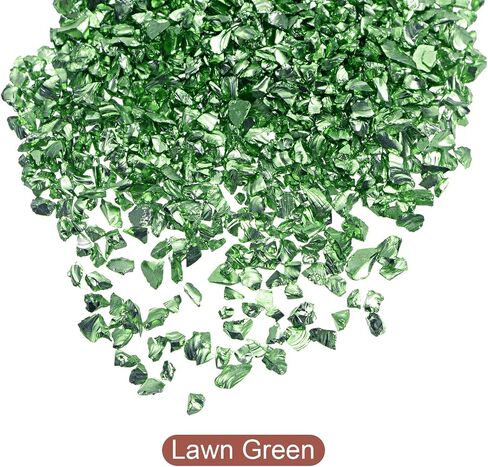 uxcell 20g Crushed Glass Chips, 2-4mm Irregular Metallic Chunky Glitter Glass for Craft DIY Jewelry Vase Filler Epoxy Resin Decoration Lawn Green in Saudi Arabia