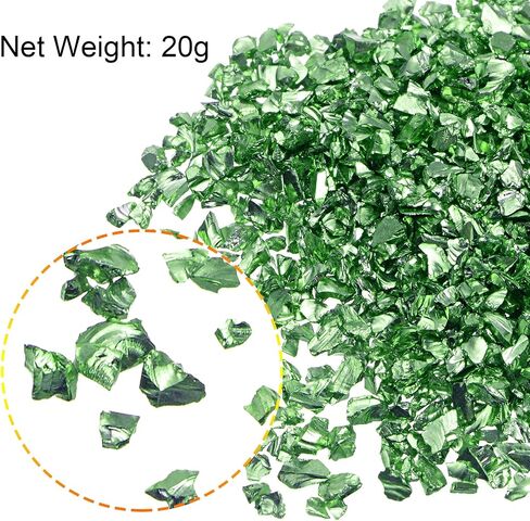 uxcell 20g Crushed Glass Chips, 2-4mm Irregular Metallic Chunky Glitter Glass for Craft DIY Jewelry Vase Filler Epoxy Resin Decoration Lawn Green in Saudi Arabia