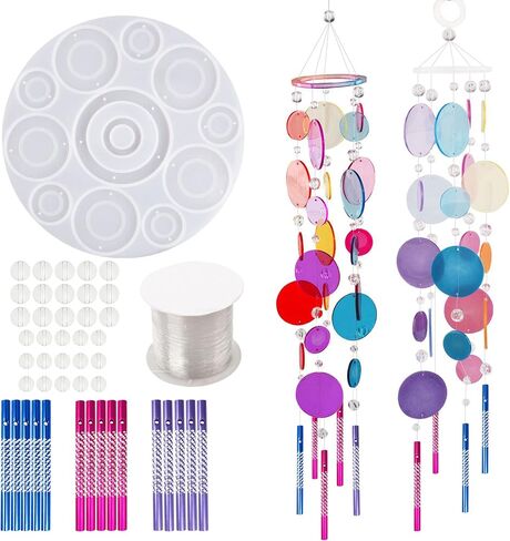 قوالب سيليكون من Woohome Dreamcatcher لراتنجات الإيبوكسي، قوالب راتنج صائد الأحلام، طقم سلسلة مفاتيح على شكل ريش للتعليق على الحائط مع حلقات قفز، سلسلة لتزيين المنزل الحرفي in Kuwait