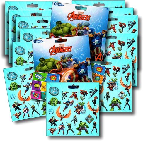 مجموعة ملصقات Marvel AVENGERS للحفلات مكونة من 12 ورقة أكثر من 240 ملصقًا بالإضافة إلى ملصقات كبيرة خاصة in Saudi Arabia