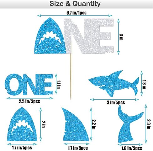 لافتة زينة لحفلات اعياد الميلاد الاول بتصميم سمكة قرش، لافتة لتزيين الكيك والكب كيك وبالونات القرش تحت البحر/القرش الصغير/حيوانات المحيط بطابع القرش وحفلات استقبال المولود الاول in Kuwait