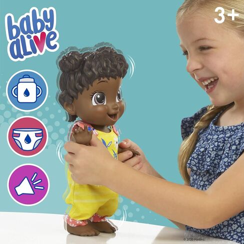 Baby Alive Baby Gotta Bounce Doll, Kangaroo Outfit, Bounces with 25+ SFX and Giggles, Drinks and Wets, Black Hair Toy for Kids Ages 3 and Up in Saudi Arabia