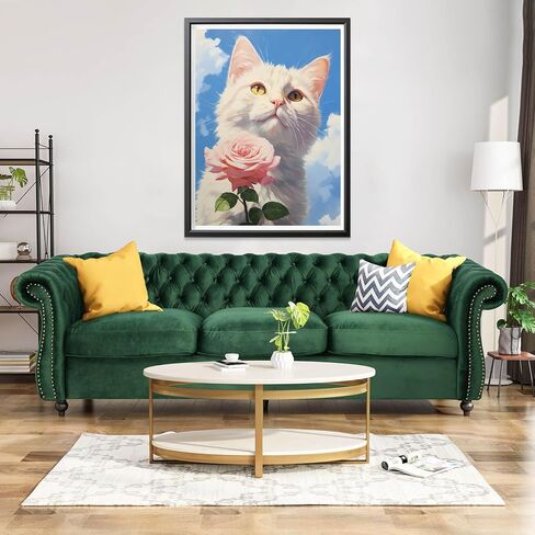 CHOSIGHT 5D Diamond Painting Cat Kits, DIY Paint with Diamond Art Flower Round Full Drill Crystal Rhinestone Embroidery Pictures Crafts for Home Wall Decor 12x16 inch in Kuwait