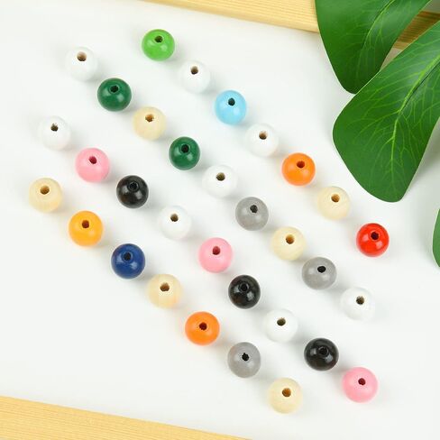 240 قطعة من الخرز الخشبي الملون 12 لون، خرز خشبي دائري متنوع لبيت المزرعة، خرز للحرف اليدوية والمهرجانات الموسمية وديكور المنزل وصنع المجوهرات in Kuwait