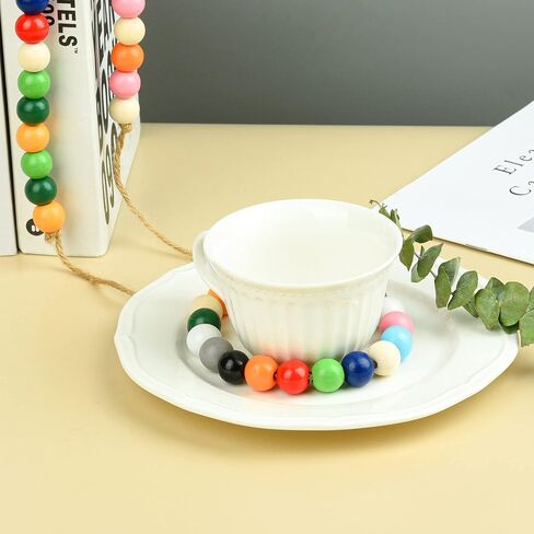 240 قطعة من الخرز الخشبي الملون 12 لون، خرز خشبي دائري متنوع لبيت المزرعة، خرز للحرف اليدوية والمهرجانات الموسمية وديكور المنزل وصنع المجوهرات in Kuwait