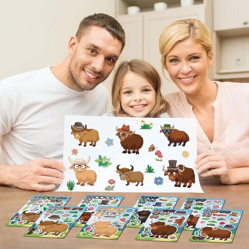 ستيكر لاصق للوجه بتصميم ابقار المزرعة من دورغوا، ستيكر لاصق اصنع ابقار المزرعة للاطفال، ملصقات وجه ذاتية الصنع، اصنع ابقارك، ملصقات مزرعة لمستلزمات الحفلات، 6 تصاميم 24 ورقة in Kuwait