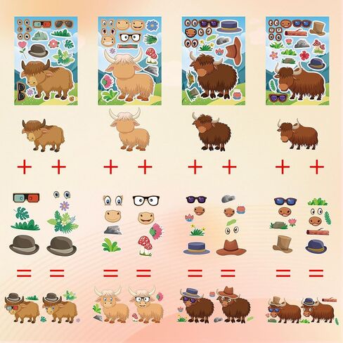 ستيكر لاصق للوجه بتصميم ابقار المزرعة من دورغوا، ستيكر لاصق اصنع ابقار المزرعة للاطفال، ملصقات وجه ذاتية الصنع، اصنع ابقارك، ملصقات مزرعة لمستلزمات الحفلات، 6 تصاميم 24 ورقة in Kuwait