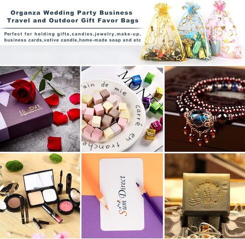 50 قطعة من SumDirect مقاس 5x7 بوصة حقائب مجوهرات برباط من الأورجانزا على شكل قلب مختلط، حقائب هدايا مفضلة لحفلات الزفاف وأعياد الميلاد in Kuwait