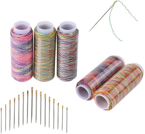 Colorful Sewing Thread Sewing Thread Color High Intensity Gradient Line Sewing Thread Craft Patch Steering-Wheel Sewing Supplies (Rainbow Colors) in Kuwait