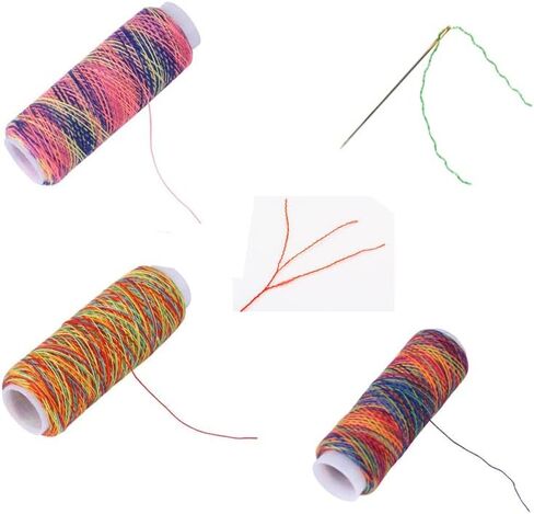 Colorful Sewing Thread Sewing Thread Color High Intensity Gradient Line Sewing Thread Craft Patch Steering-Wheel Sewing Supplies (Rainbow Colors) in Kuwait