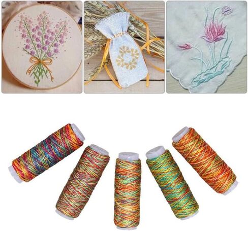 Colorful Sewing Thread Sewing Thread Color High Intensity Gradient Line Sewing Thread Craft Patch Steering-Wheel Sewing Supplies (Rainbow Colors) in Kuwait