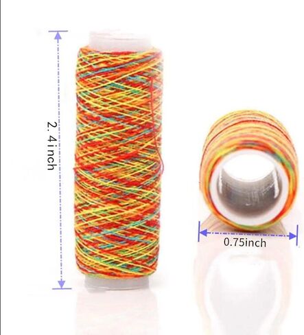 Colorful Sewing Thread Sewing Thread Color High Intensity Gradient Line Sewing Thread Craft Patch Steering-Wheel Sewing Supplies (Rainbow Colors) in Kuwait