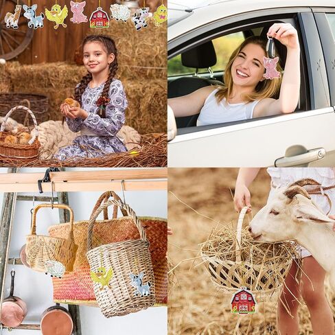 Whaline 9 قطع حيوانات المزرعة الماس اللوحة سلسلة المفاتيح عدة مزرعة الفرخ البقرة خنزير أرنب الماس اللوحة الملحقات 5D مفتاح سلسلة الحرف للمبتدئين البالغين DIY هدية عيد ميلاد حزب تفضل in Saudi Arabia