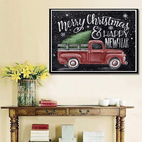 SUNKOO 12x16 بوصة DIY عيد الميلاد الماس مجموعات الطلاء للبالغين، الطلاء الحفر الكامل مع الماس عيد الميلاد الماس الفن عيد الميلاد حجر الراين التطريز صور الحرفية لديكور جدار المنزل، سنة جديدة سعيدة in Kuwait