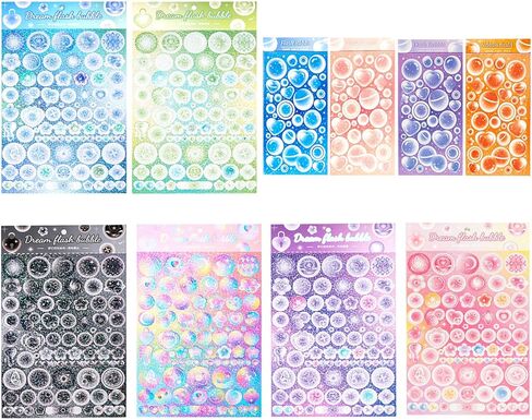 10 أوراق الكورية ديكو ملصقات فقاعات مجموعة ملصقات بريق ملون نجوم زهرة القلب القمر فقاعات ملصقات لبطاقة القصاصات DIY بها بنفسك الهدايا الحرفية in Kuwait