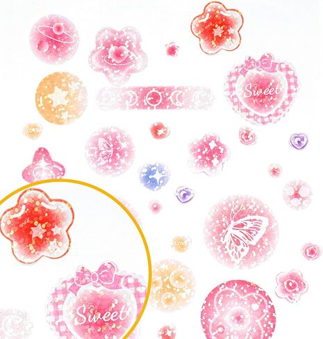 10 أوراق الكورية ديكو ملصقات فقاعات مجموعة ملصقات بريق ملون نجوم زهرة القلب القمر فقاعات ملصقات لبطاقة القصاصات DIY بها بنفسك الهدايا الحرفية in Kuwait