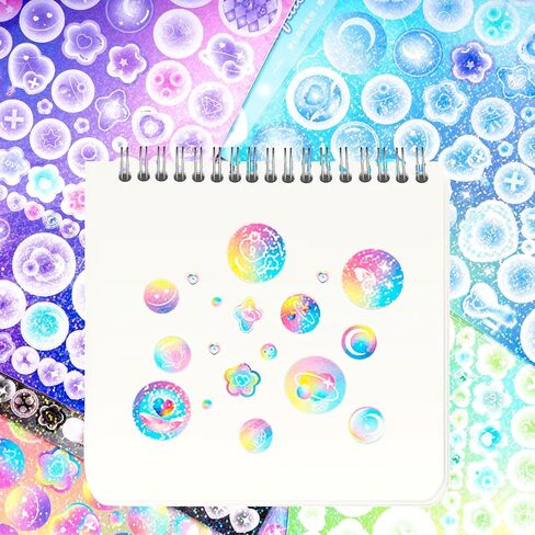 10 أوراق الكورية ديكو ملصقات فقاعات مجموعة ملصقات بريق ملون نجوم زهرة القلب القمر فقاعات ملصقات لبطاقة القصاصات DIY بها بنفسك الهدايا الحرفية in Kuwait