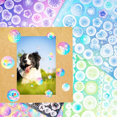 10 أوراق الكورية ديكو ملصقات فقاعات مجموعة ملصقات بريق ملون نجوم زهرة القلب القمر فقاعات ملصقات لبطاقة القصاصات DIY بها بنفسك الهدايا الحرفية in Kuwait