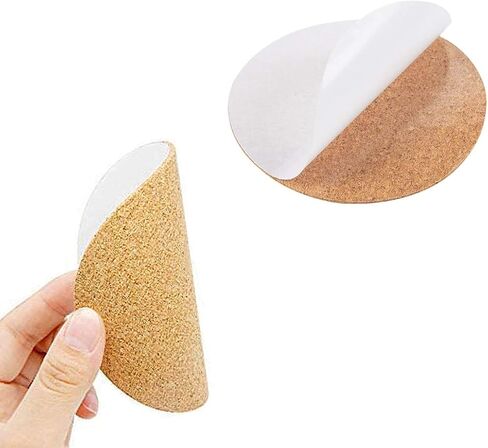 دائرة الفلين ذاتية اللصق 40 قطعة بقطر 4 بوصات من الفلين وأوراق دعم الفلين مع لاصق قوي مدعوم للأكواب لتزيين الحائط والحرف اليدوية in Kuwait