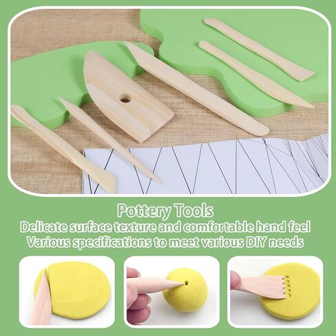 مجموعة أدوات الطين، مجموعة أدوات الفخار، أدوات نحت الطين، أدوات تشذيب الفخار مع حقيبة تخزين، قطع الطين، النمذجة، أدوات التشذيب للتنعيم والتنظيف والنحت in Kuwait