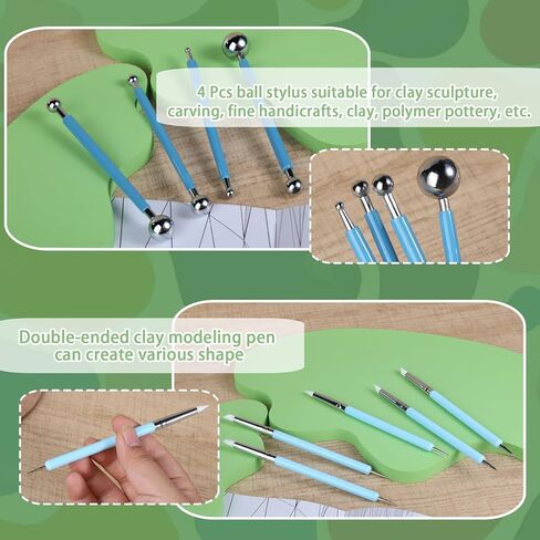 مجموعة أدوات الطين، مجموعة أدوات الفخار، أدوات نحت الطين، أدوات تشذيب الفخار مع حقيبة تخزين، قطع الطين، النمذجة، أدوات التشذيب للتنعيم والتنظيف والنحت in Kuwait