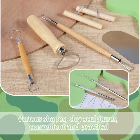 مجموعة أدوات الطين، مجموعة أدوات الفخار، أدوات نحت الطين، أدوات تشذيب الفخار مع حقيبة تخزين، قطع الطين، النمذجة، أدوات التشذيب للتنعيم والتنظيف والنحت in Kuwait