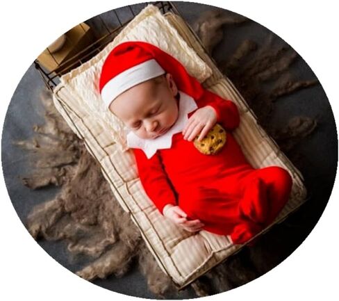 ملابس فوتوغرافي لحديثي الولادة لأعياد الميلاد مطبوع عليها صورة ولد فتاة طفل جميل قبعة حمراء رومبير صور الدعائم in Kuwait