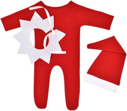 ملابس فوتوغرافي لحديثي الولادة لأعياد الميلاد مطبوع عليها صورة ولد فتاة طفل جميل قبعة حمراء رومبير صور الدعائم in Kuwait