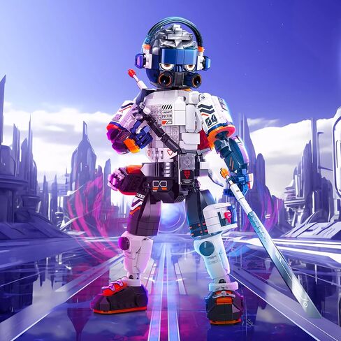 مجموعات بناء روبوت JMBricklayer Mecha للبالغين 70133، نموذج عرض محارب مرن مع قاعدة، لعبة ميكانيكية معركة رائعة للأولاد والبنات، فكرة هدايا عرض أنيقة قابلة للتجميع (1300 قطعة) in Kuwait