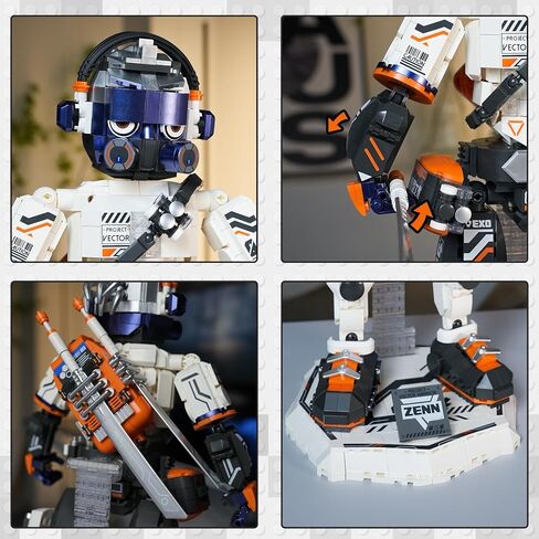 مجموعات بناء روبوت JMBricklayer Mecha للبالغين 70133، نموذج عرض محارب مرن مع قاعدة، لعبة ميكانيكية معركة رائعة للأولاد والبنات، فكرة هدايا عرض أنيقة قابلة للتجميع (1300 قطعة) in Kuwait