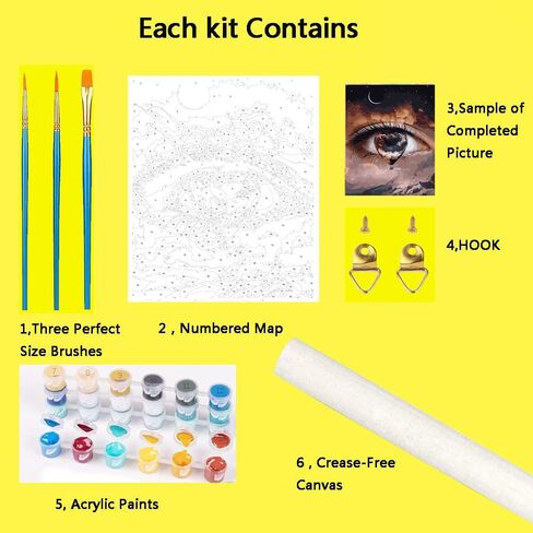 مجموعة الطلاء بالأرقام للبالغين والأطفال المبتدئين ، دموع الأم الكون مجموعة الطلاء الزيتي ، رسم مع فرش الطلاء الطلاء ، طلاء أكريليك ، لوحة DIY لتزيين الحائط المنزل ، 40.64 × 30.48 سم in Kuwait