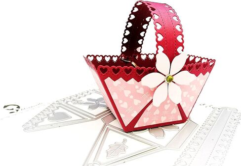 Alinacutle Gift Basket Metal Die Cut,Treat Packing Cutting Dies, DIY Present for Anniversary/Valentine's Day/Birthday/Festival, Gift for Mom/Wife/Sister/Daughter/Friend,Lovely Basket in Saudi Arabia
