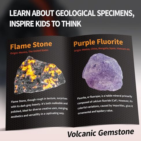 GobiDex Volcano Gemstone Dig Kit - Science Kits for Kids Ages 6-12, Dig for Flame Stone, Collection Real Raw Stones, STEM Activities Gemstone Toys, Great Educational Geology Gifts for Boys and Girls in Kuwait