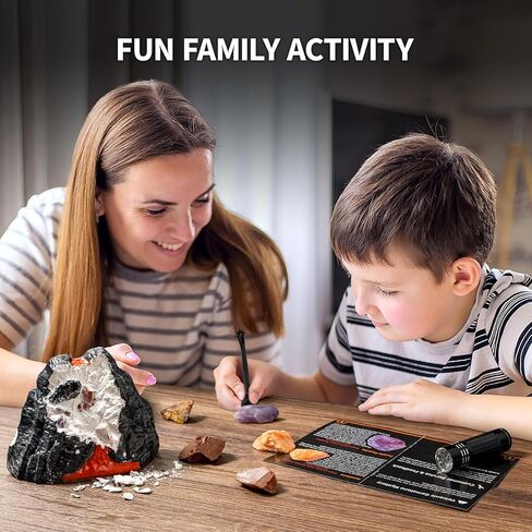 GobiDex Volcano Gemstone Dig Kit - Science Kits for Kids Ages 6-12, Dig for Flame Stone, Collection Real Raw Stones, STEM Activities Gemstone Toys, Great Educational Geology Gifts for Boys and Girls in Kuwait
