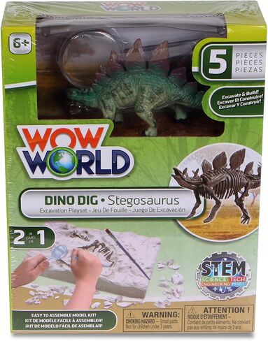 مجموعة لعب كاتز للتشذيب / الديكورات غير المحدودة من Wow World Dino DIG Excavation Playset STEM Science Tech Math 2 في 1-Brachiosaurus، Triceratops، Pterodactyl (ترايسيراتوبس 3273) in Saudi Arabia