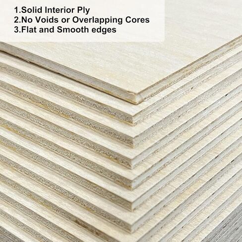 XBurmo 12 × 12 بوصة خشب البتولا البلطيقي الرقائقي، 3 مم 1/8 بوصة خشب الحرف اليدوية، 8 قطع من أوراق الخشب الرقيقة قطع خشبية طبيعية للحرف اليدوية والكتابة لوازم DIY النقش ونحت ديكورات المنزل in Kuwait