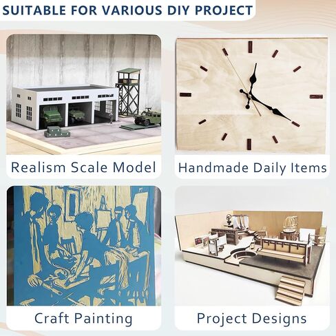 XBurmo 12 × 12 بوصة خشب البتولا البلطيقي الرقائقي، 3 مم 1/8 بوصة خشب الحرف اليدوية، 8 قطع من أوراق الخشب الرقيقة قطع خشبية طبيعية للحرف اليدوية والكتابة لوازم DIY النقش ونحت ديكورات المنزل in Kuwait