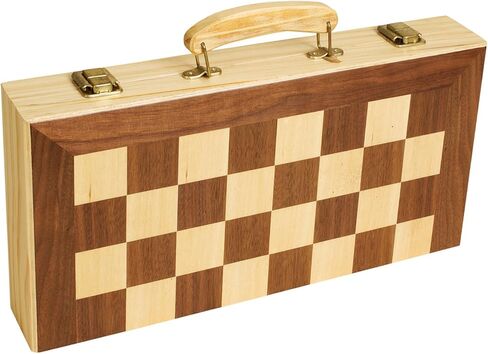 STERLING Games 16" Solid Wooden Chess Set Travel Folding Board with Brass Locks and Felted Interior Storage with Piece Holders in Saudi Arabia